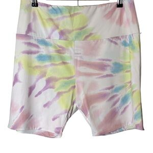 AFRM Lawson High Waisted Bike Shorts Pastel Tie Dye Pink Purple plus‎ size 1X